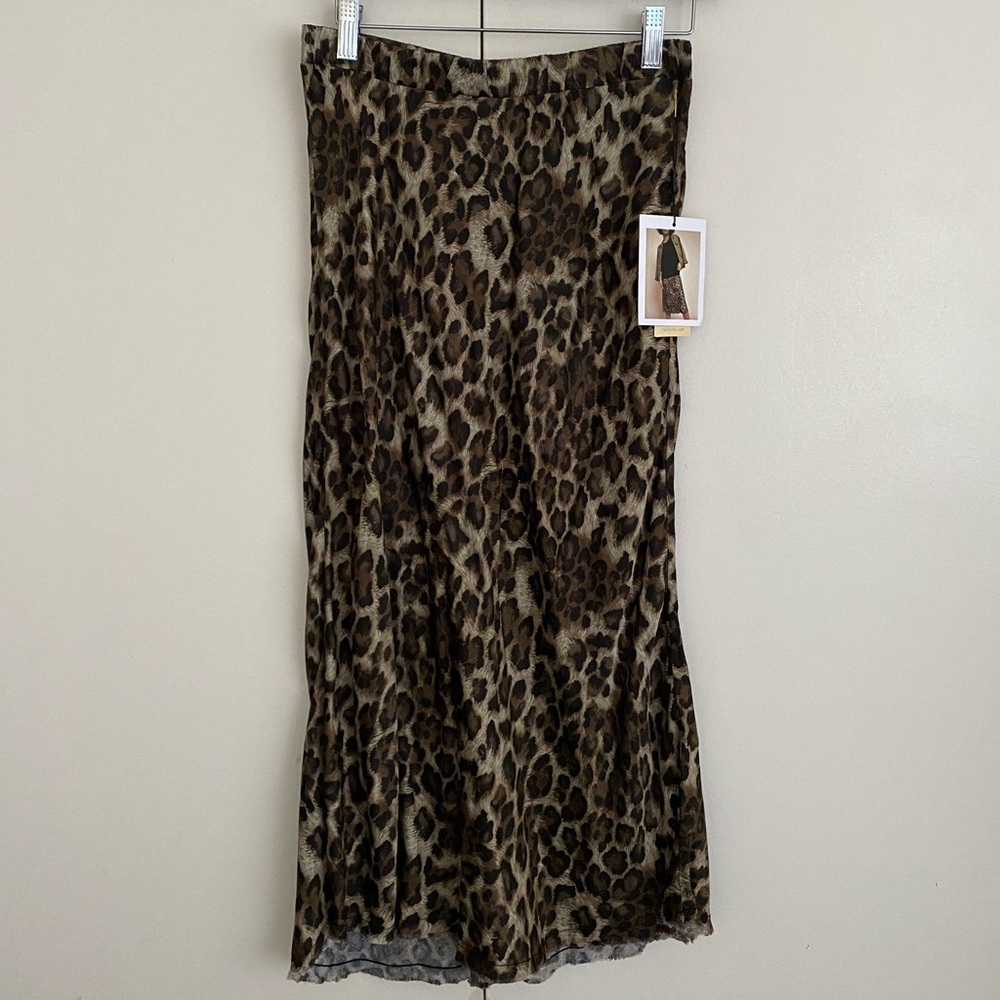 Nation LTD Marble Bias Cut Skirt Dark leopard